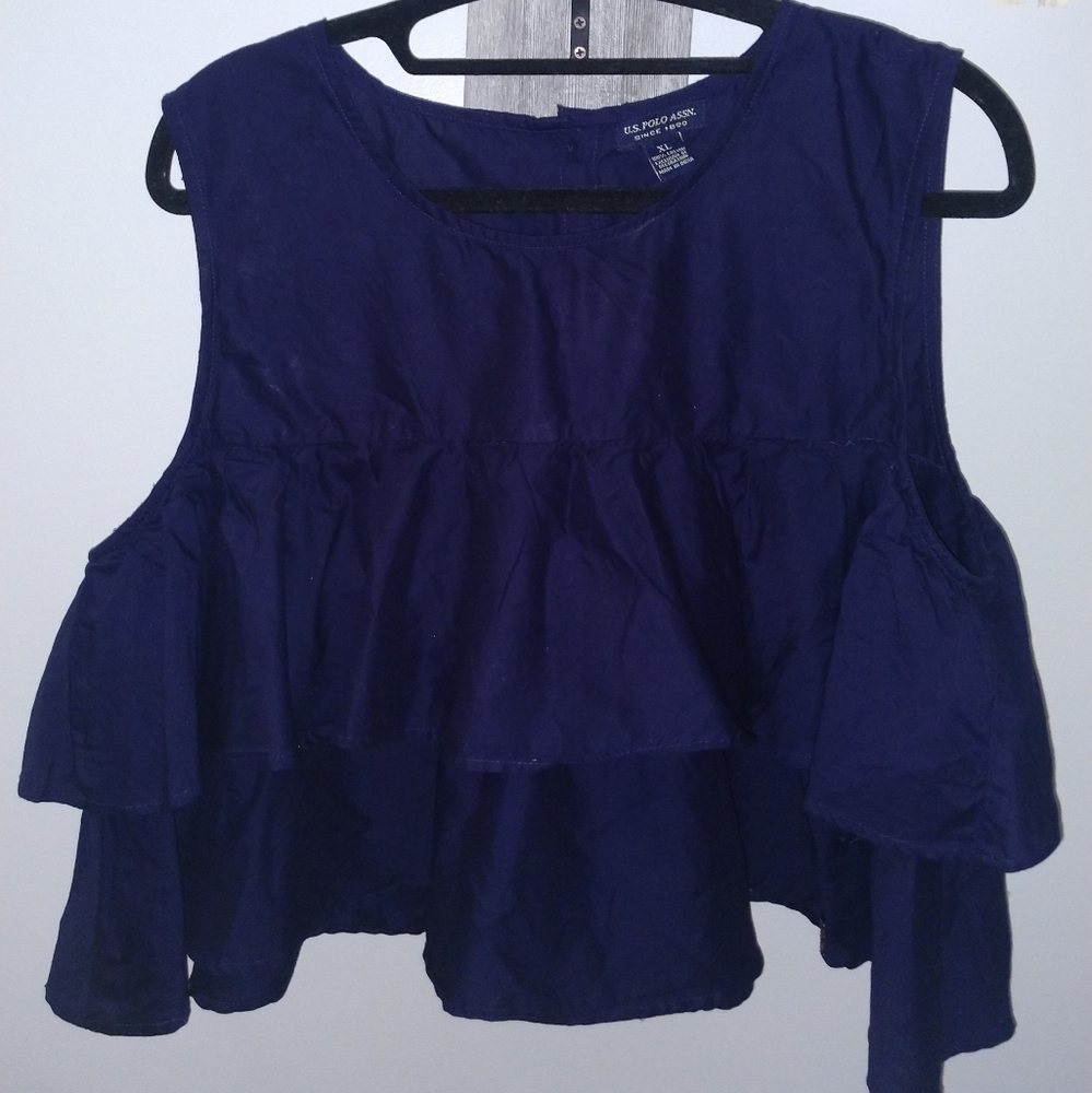 🌞NWOT Ruffled Polo Crop Top🌞